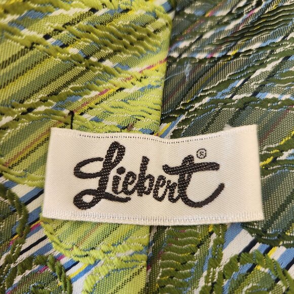 Vintage Liebert Wide Tie Green Abstract Pattern Thick Weave 140cm x 11.5cm - Picture 3 of 4